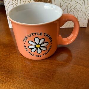 THE LITTLE THINGS ARE THE BIG THINGS Life Is Good Love Daisy Peach Mug NWT